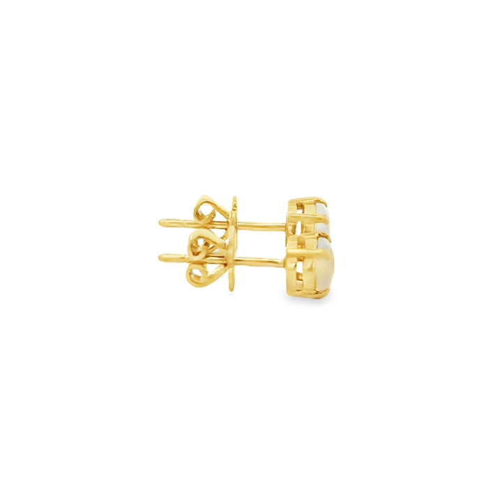 18K Yellow Gold 5x7mm Oval Opal Stud Earrings