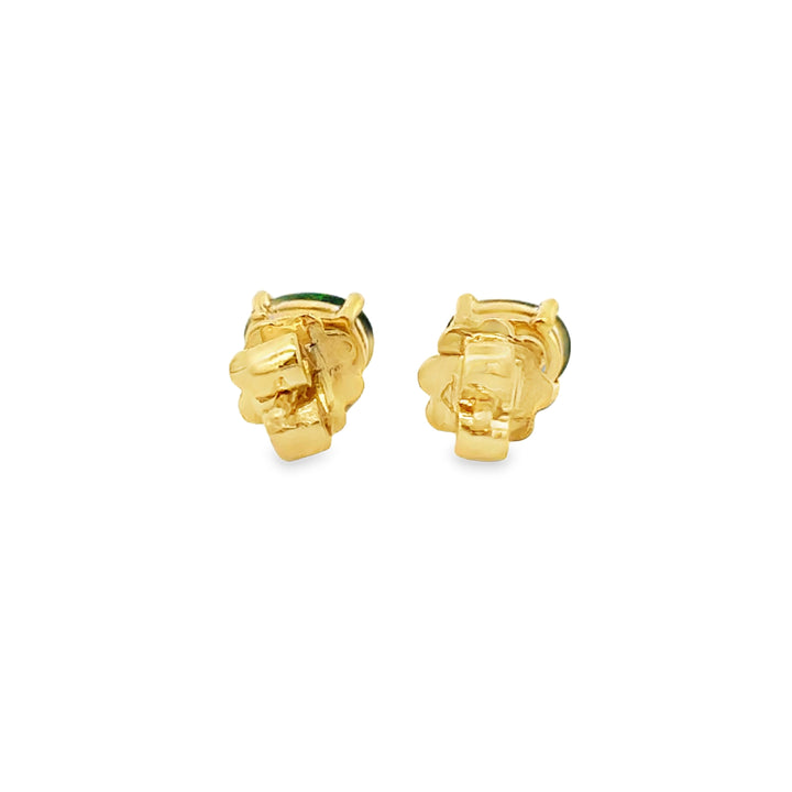 18K Yellow Gold 6 x 4.5mm Oval Sapphire Stud Earrings