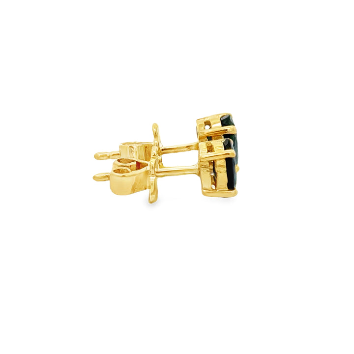 18K Yellow Gold 6 x 4.5mm Oval Sapphire Stud Earrings