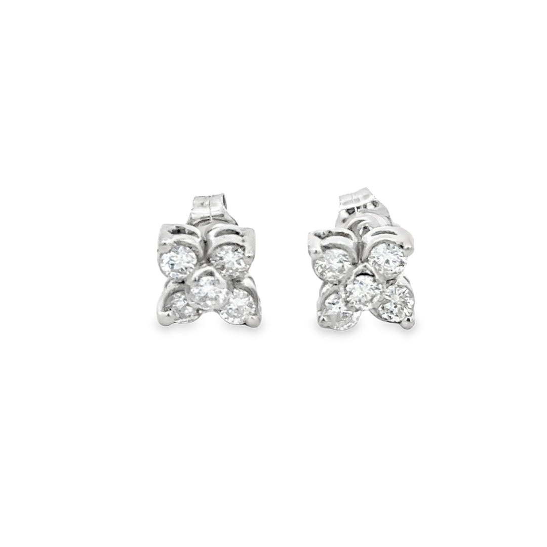 0.30 CTW Diamond 14K White Gold Flower Stud Earrings