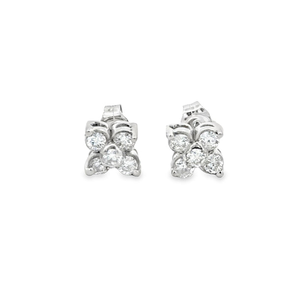 0.30 CTW Diamond 14K White Gold Flower Stud Earrings
