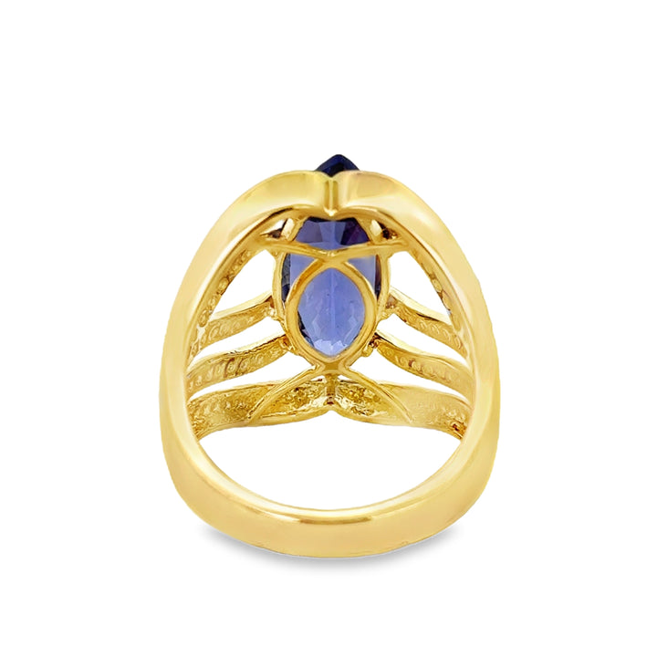 4.36 CT Tanzanite &amp; 0.45 CTW Diamond 18K Yellow Gold Ring