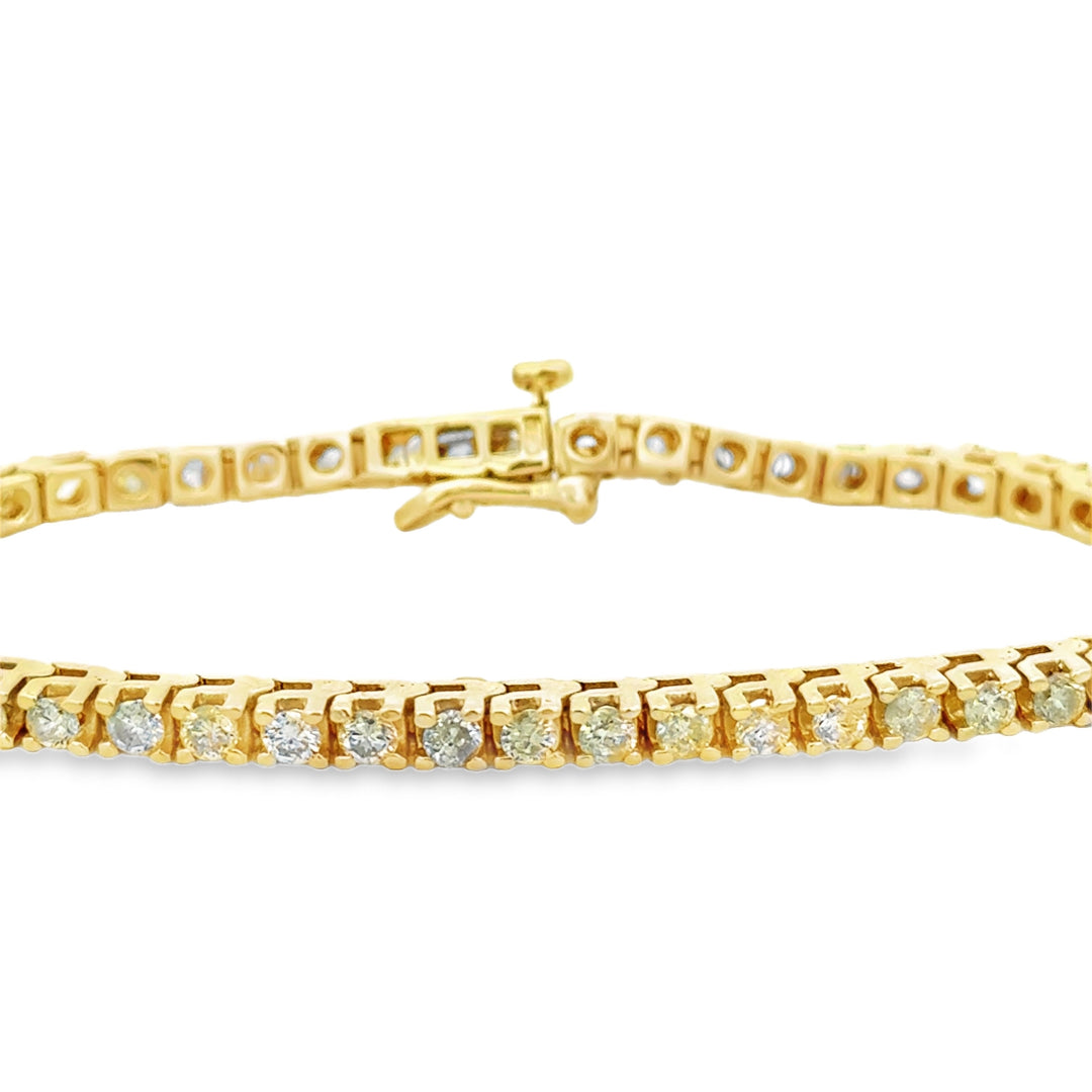 3.00 CTW Diamond 14K Yellow Gold Tennis Bracelet
