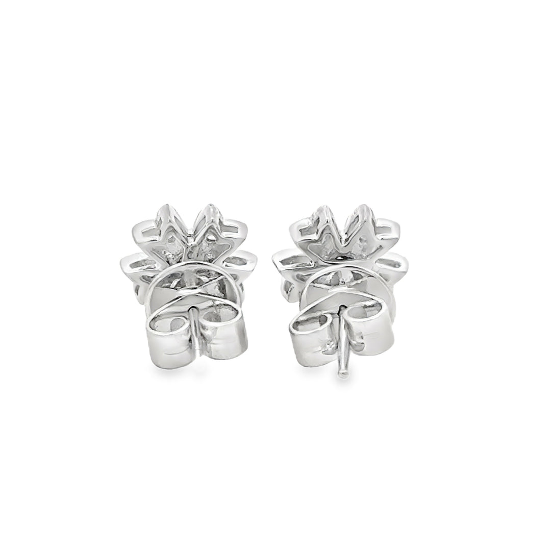 0.20 CTW Diamond 18K White Gold Floral Stud Earrings
