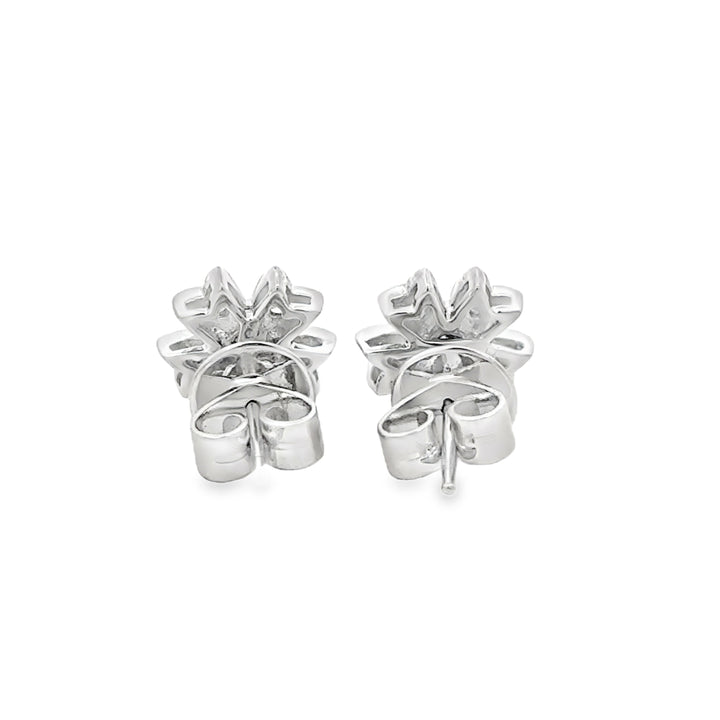 0.20 CTW Diamond 18K White Gold Floral Stud Earrings