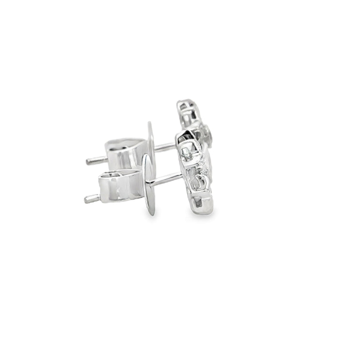 0.20 CTW Diamond 18K White Gold Floral Stud Earrings
