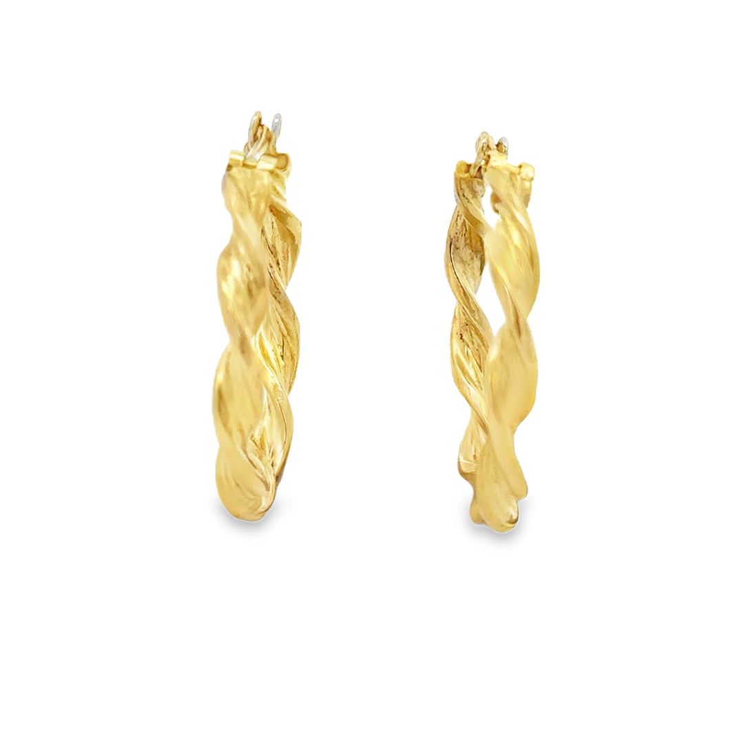 14K Yellow Gold Italian Twisted Hoop Earrings
