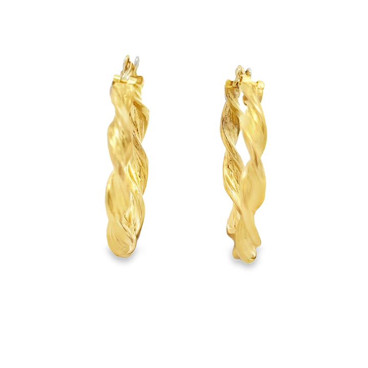14K Yellow Gold Italian Twisted Hoop Earrings
