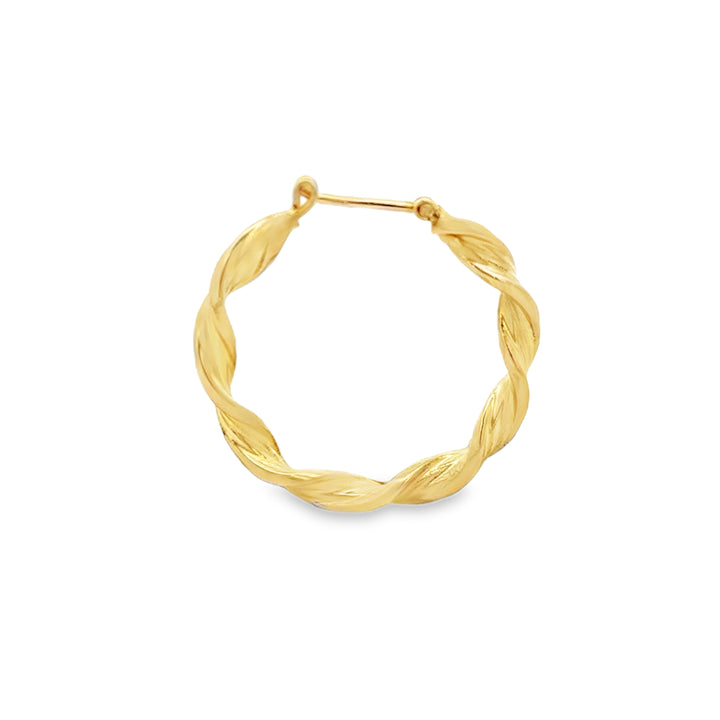 14K Yellow Gold Italian Twisted Hoop Earrings