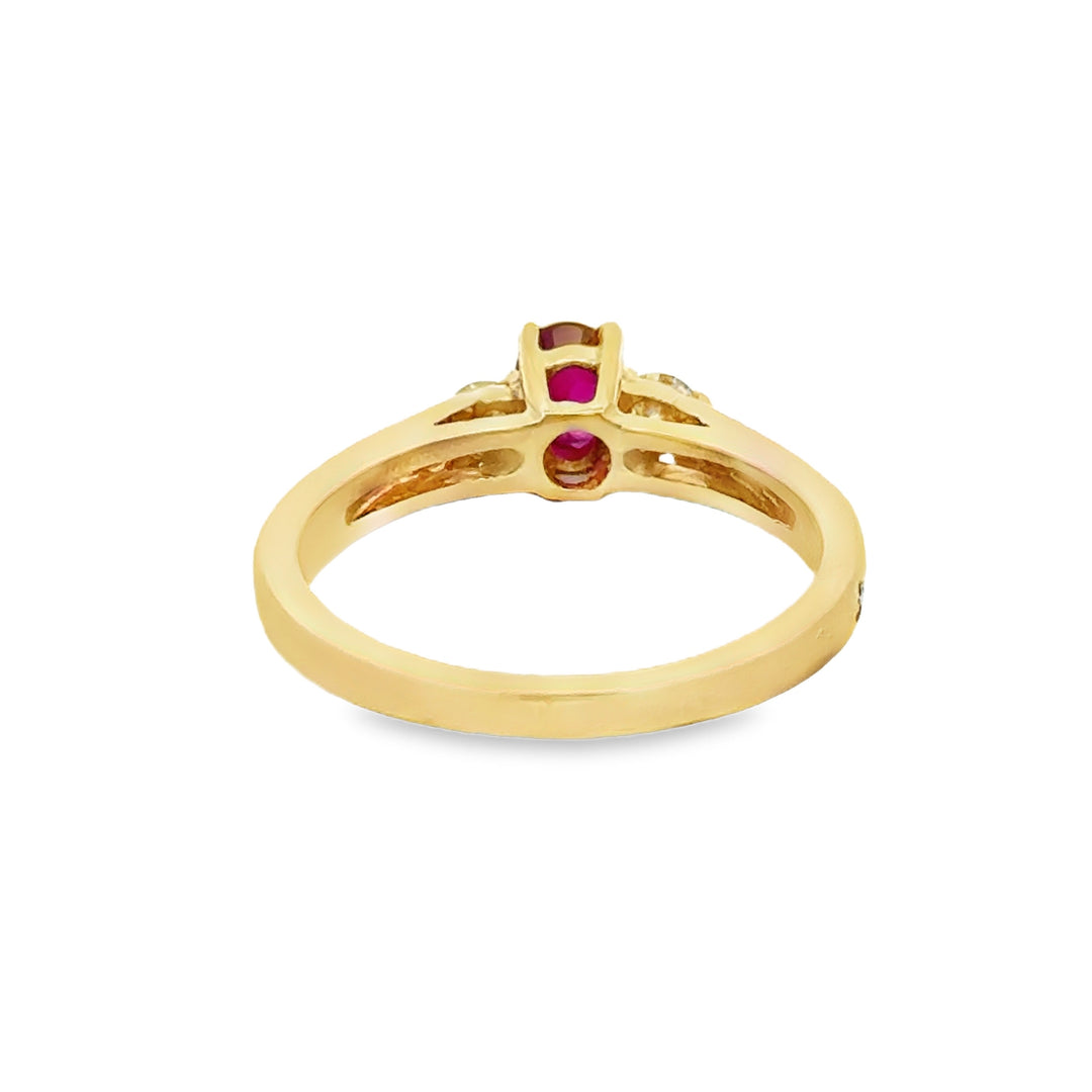 Ruby &amp; 0.12 CTW Diamond Three-Stone 14K Yellow Gold Ring
