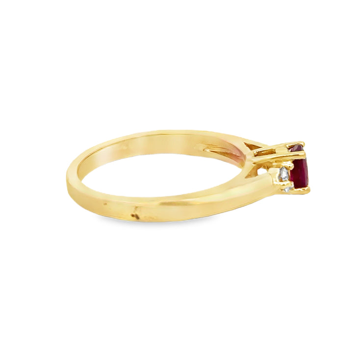 Ruby &amp; 0.12 CTW Diamond Three-Stone 14K Yellow Gold Ring