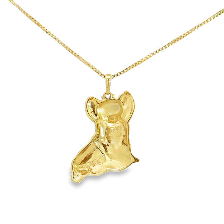 0.015 CTW Diamond 10K Yellow Gold Yorkie Dog Pendant with 14K Box Chain