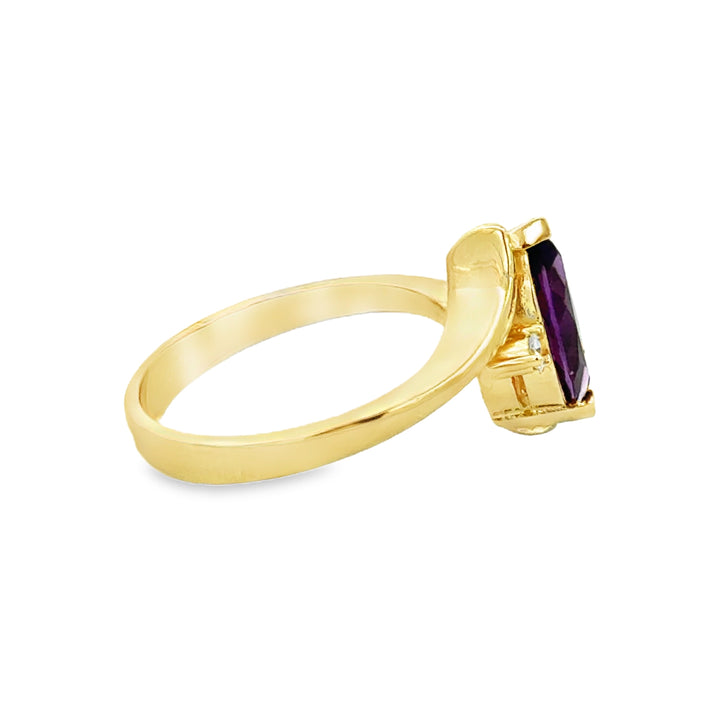 Amethyst &amp; 0.06 CTW Diamond 14K Yellow Gold Ring