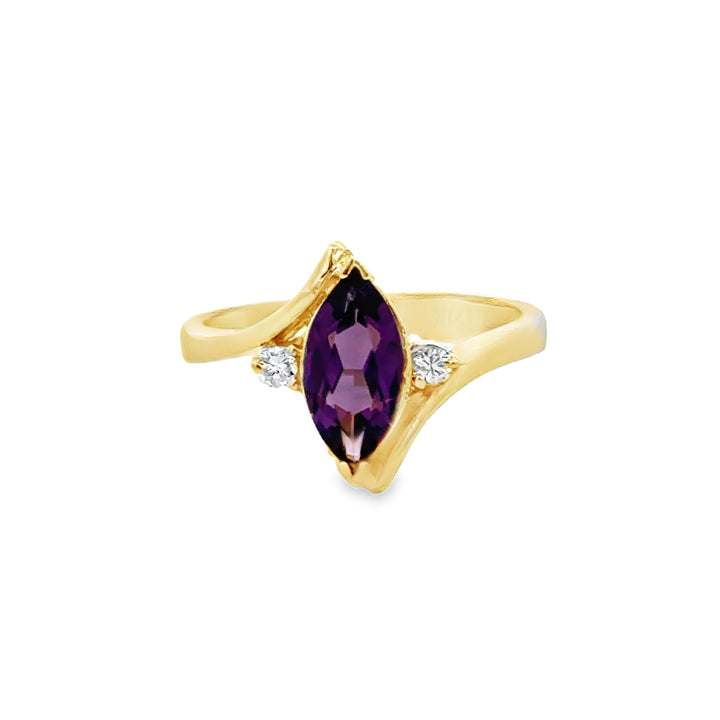 Amethyst &amp; 0.06 CTW Diamond 14K Yellow Gold Ring