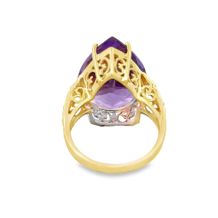Amethyst 14K Yellow Gold Pear-Shaped Statement Ring