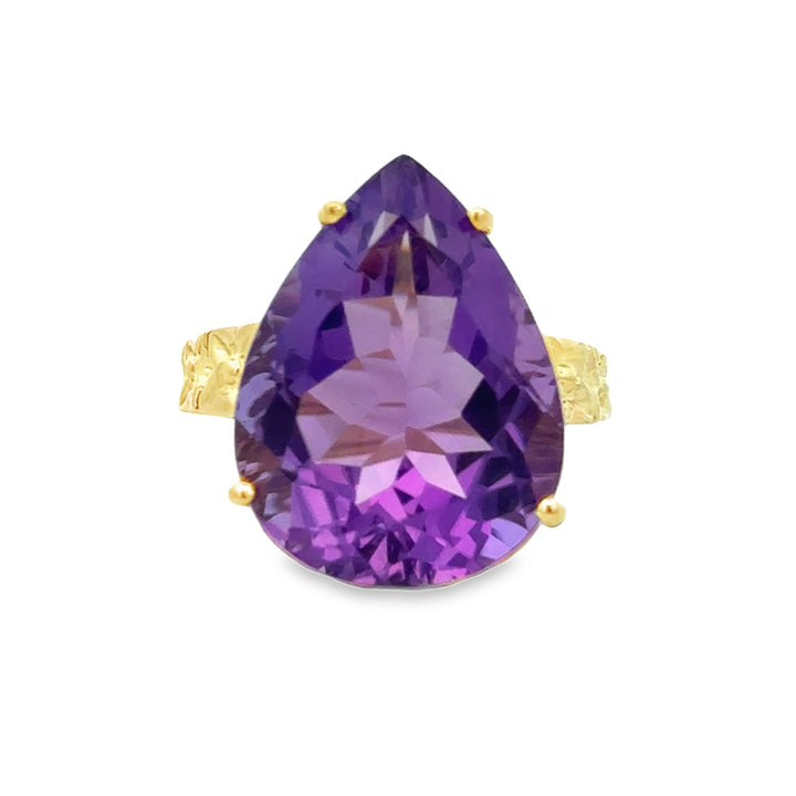 Amethyst 14K Yellow Gold Pear-Shaped Statement Ring