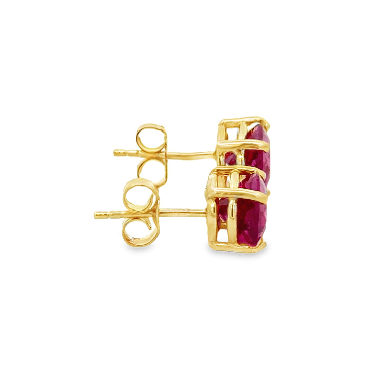 Pink Tourmaline 14K Yellow Gold Oval Stud Earrings