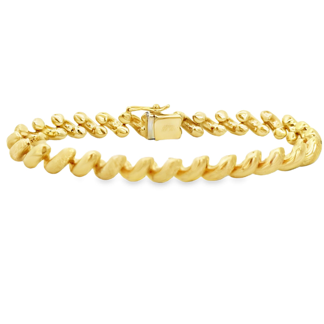 14K Yellow Gold Textured Link Bracelet