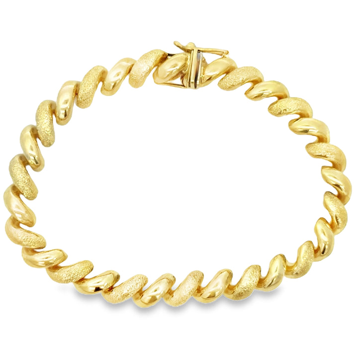 14K Yellow Gold Textured Link Bracelet
