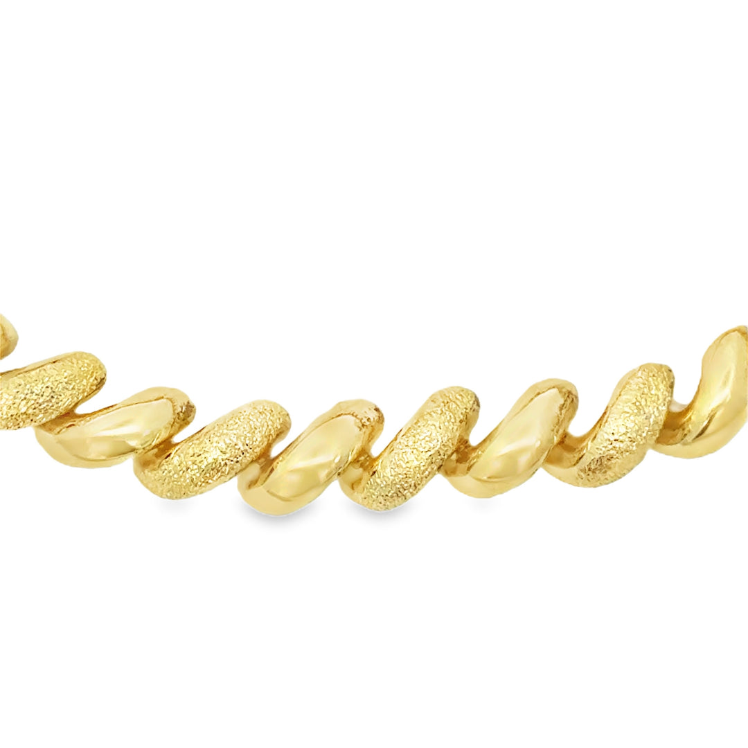14K Yellow Gold Textured Link Bracelet