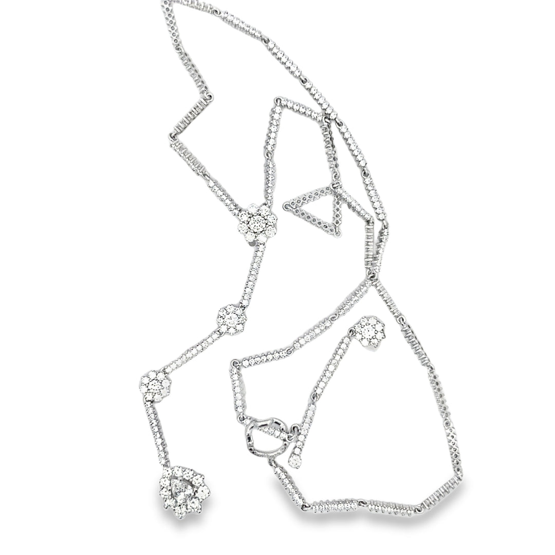 5.00 CTW Diamond 18K White Gold Floral Dangle Necklace