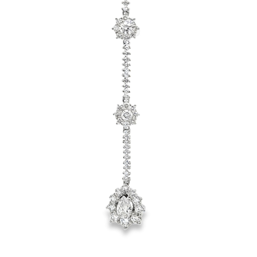 5.00 CTW Diamond 18K White Gold Floral Dangle Necklace