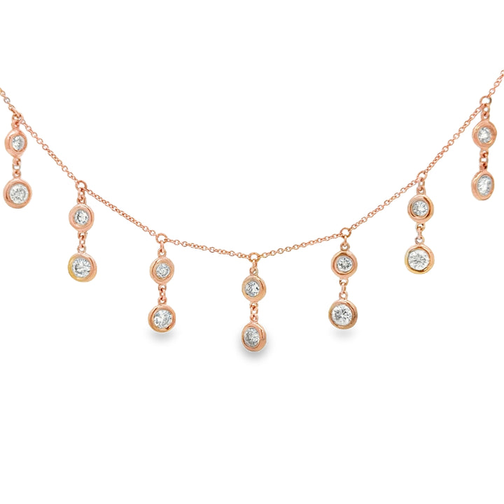 1.80 CTW Diamond 14K Rose Gold 11-Drop Necklace