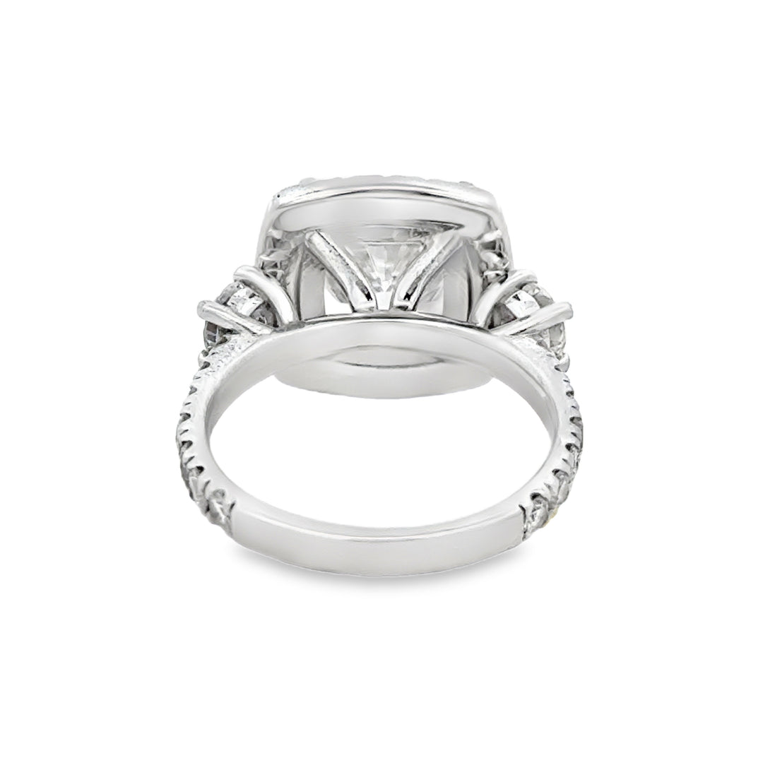 4.06 CT Lab Grown Cushion Diamond 14K White Gold Engagement Ring