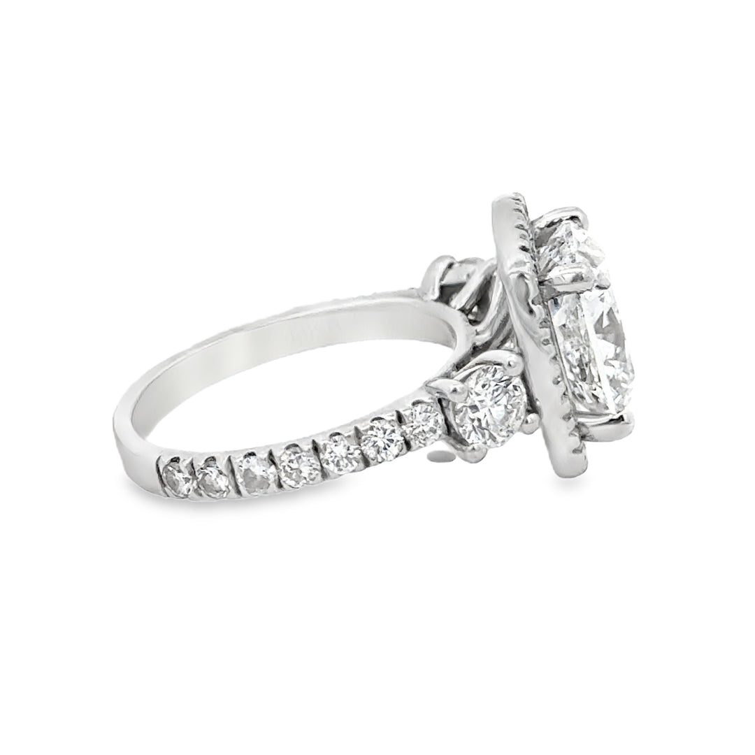 4.06 CT Lab Grown Cushion Diamond 14K White Gold Engagement Ring