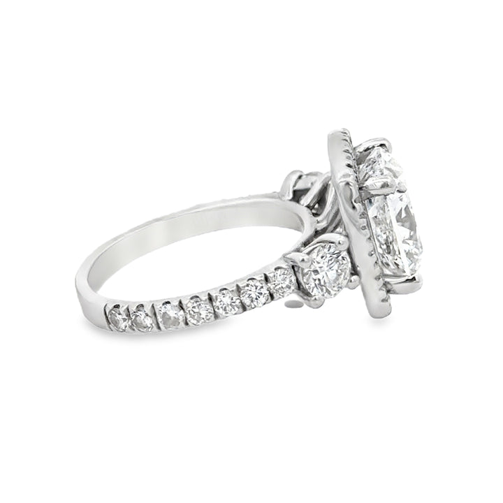 4.06 CT Lab Grown Cushion Diamond 14K White Gold Engagement Ring