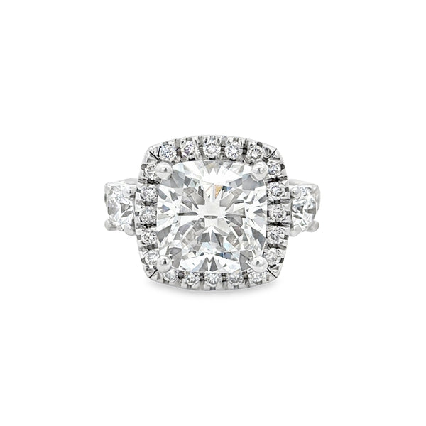 4.06 CT Lab Grown Cushion Diamond 14K White Gold Engagement Ring