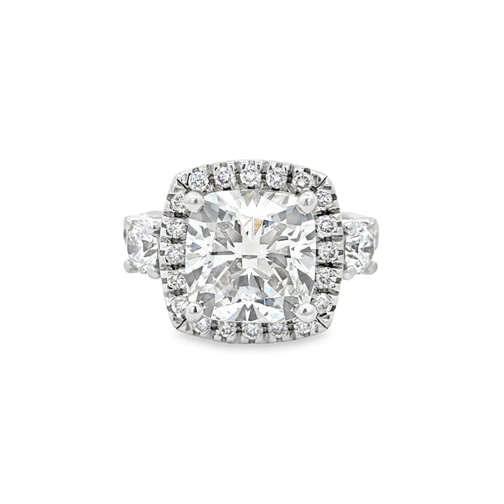 4.06 CT Lab Grown Cushion Diamond 14K White Gold Engagement Ring