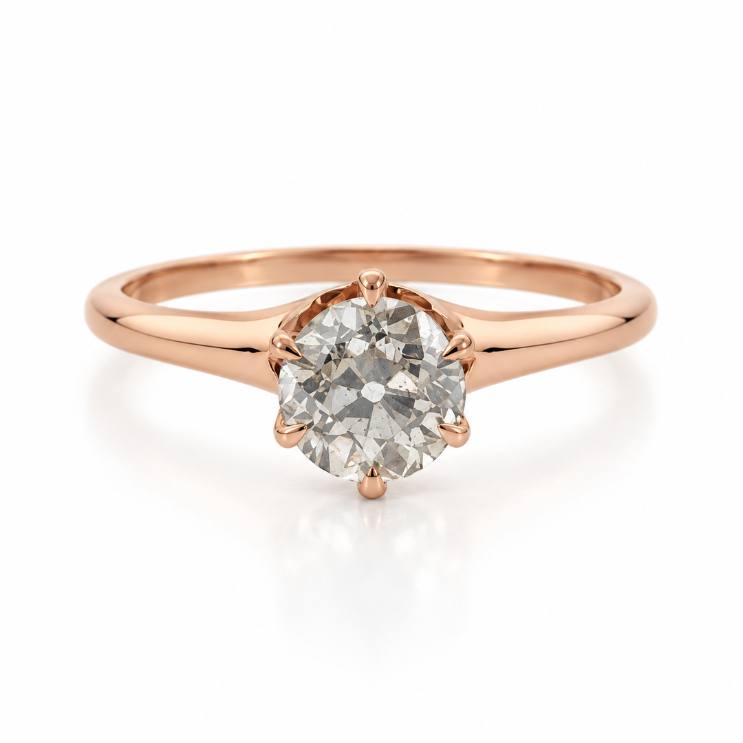 0.79 CT Edwardian Old Mine Cut Diamond Engagement Ring