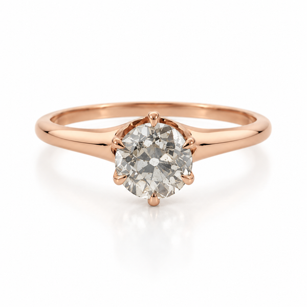 0.79 CT Edwardian Old Mine Cut Diamond Engagement Ring