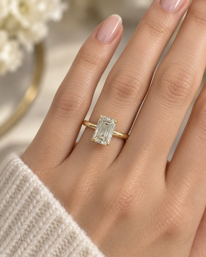 3.55 Carat Emerald Cut Diamond Solitaire Engagement Ring