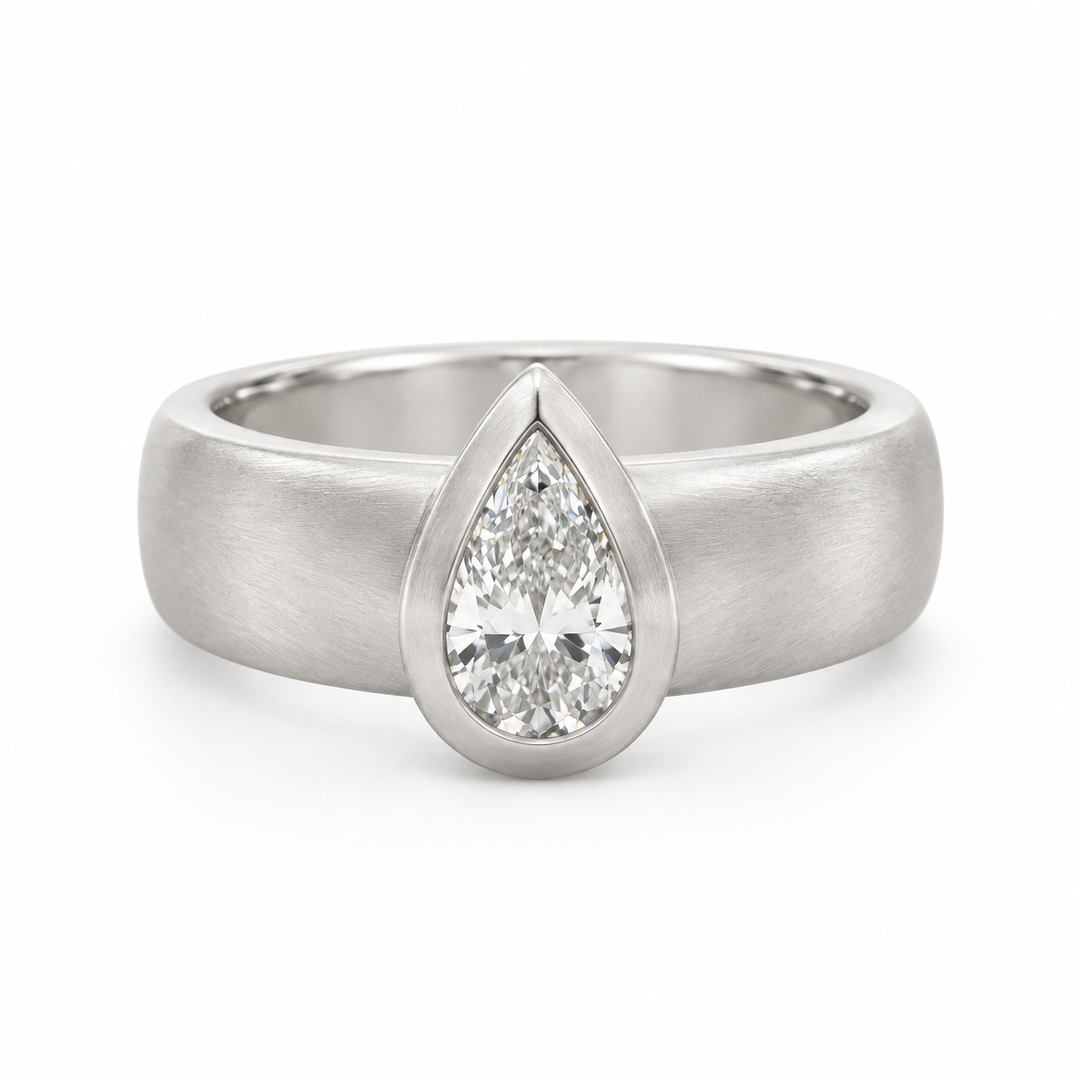Stuart Moore 0.80 CT Pear Shape Diamond Platinum Ring