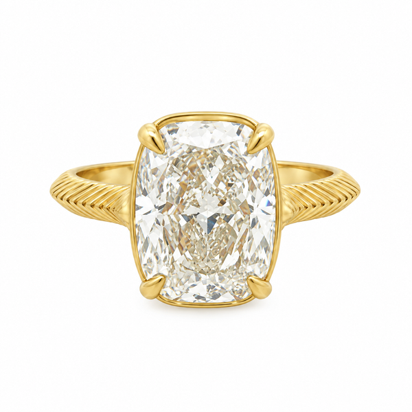 5.32 CT Diamond 18K Yellow Gold Elongated Cushion Cut Engagement Ring