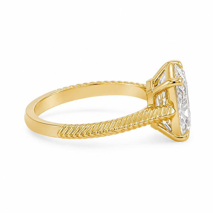 5.32 CT Diamond 18K Yellow Gold Elongated Cushion Cut Engagement Ring