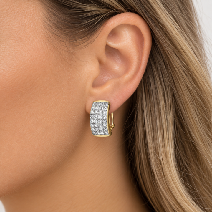 5.50 CTW Princess-Cut Diamond 14K Yellow Gold Earrings