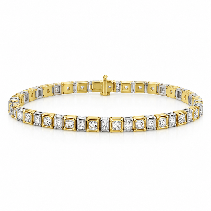 9.00 CTW Yellow &amp; White Diamond 18K Two-Tone Gold Tennis Bracelet