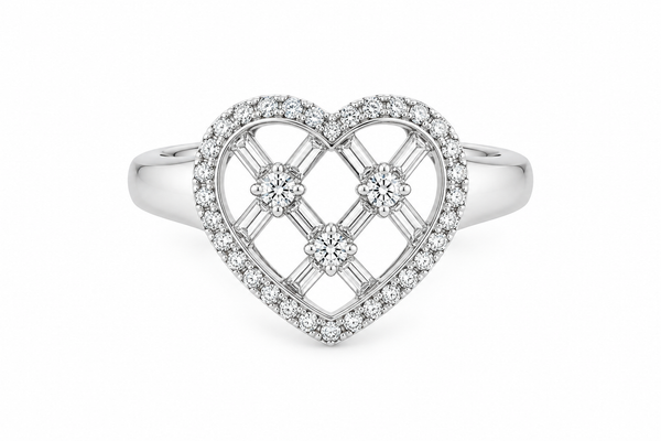 0.80 CTW Diamond 14K White Gold Heart Ring