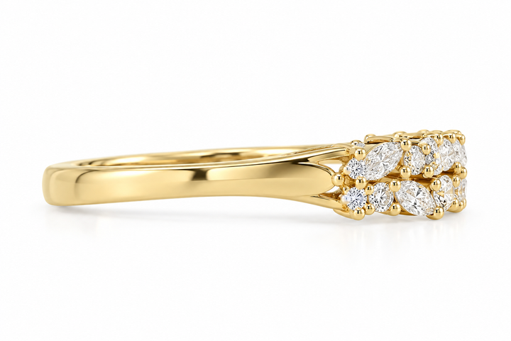 0.61 CTW Diamond Marquise Double Band Ring in 14K Yellow Gold