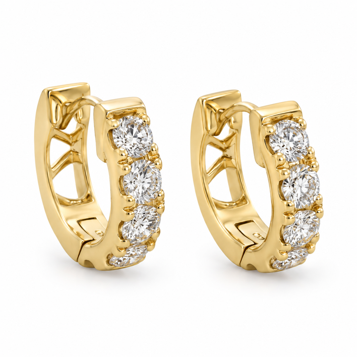 1.00 CTW Diamond 14K Yellow Gold Hoop Earrings