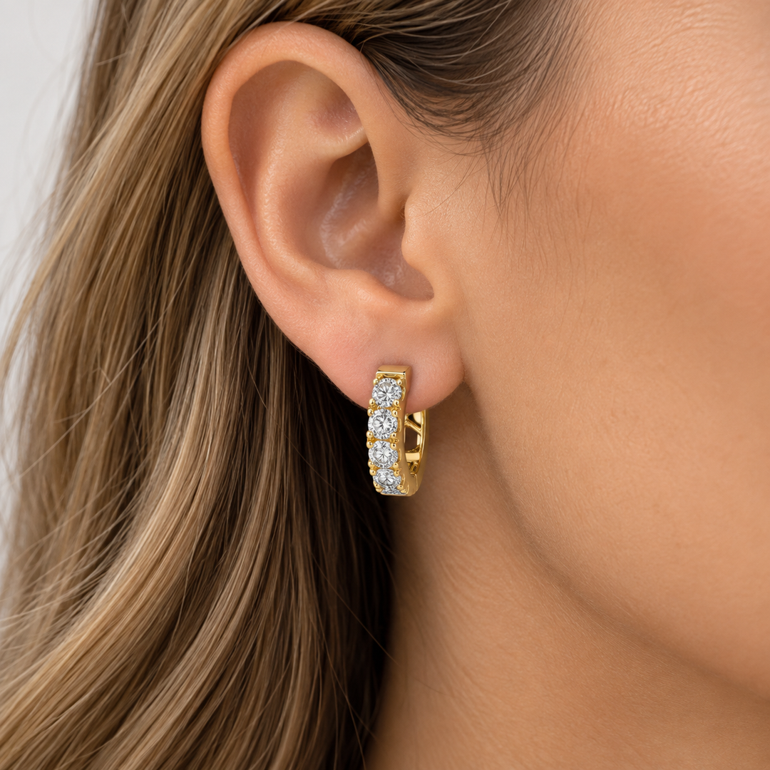 1.00 CTW Diamond 14K Yellow Gold Hoop Earrings
