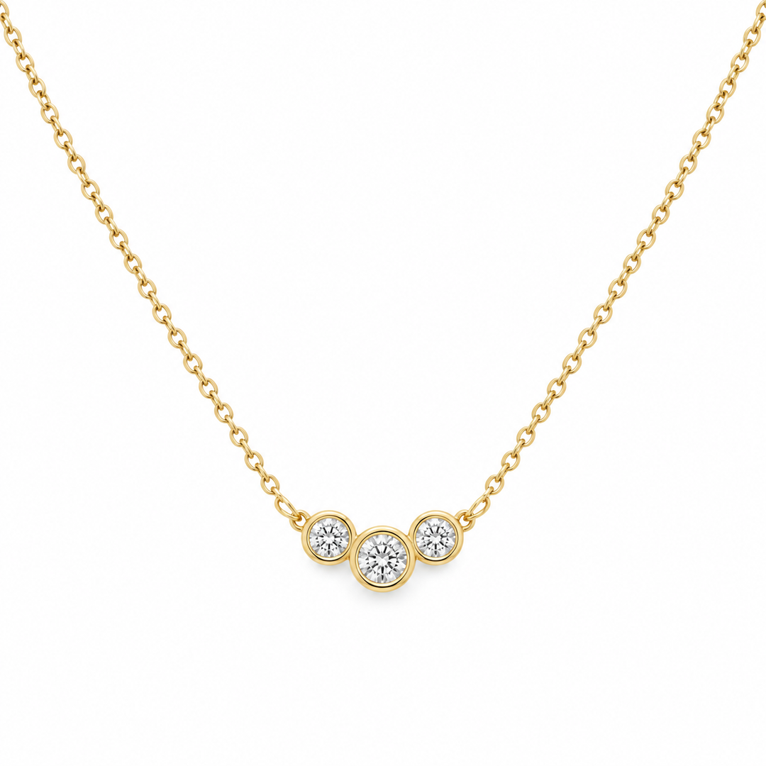 0.25 CTW Three Diamond 14K Yellow Gold Station Necklace