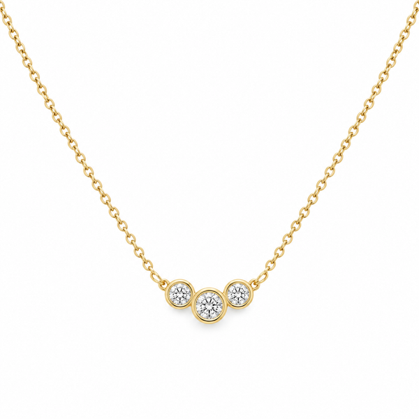 0.25 CTW Three Diamond 14K Yellow Gold Station Necklace