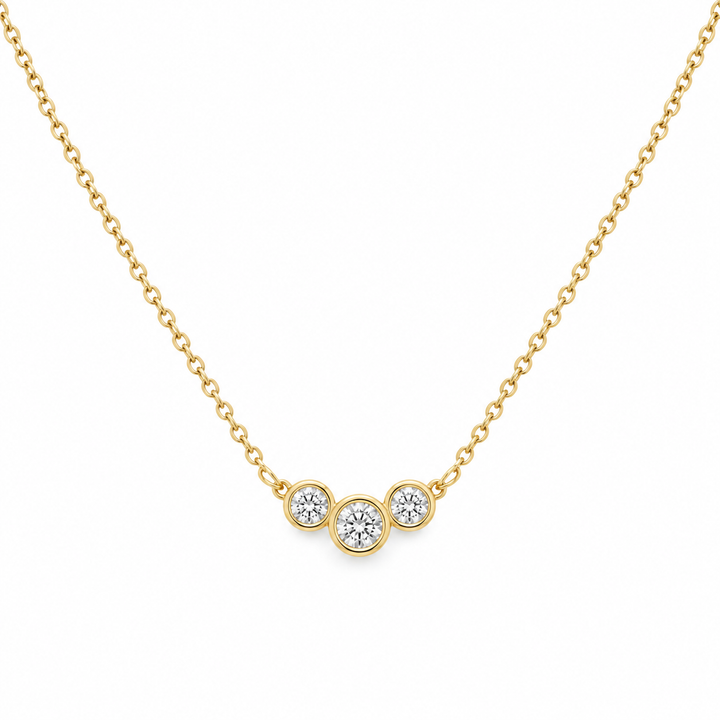 0.25 CTW Three Diamond 14K Yellow Gold Station Necklace