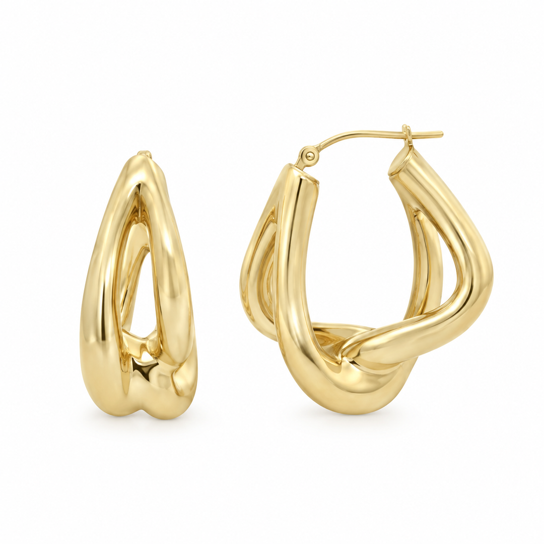 14K Yellow Gold Sculptural Hoop Earrings