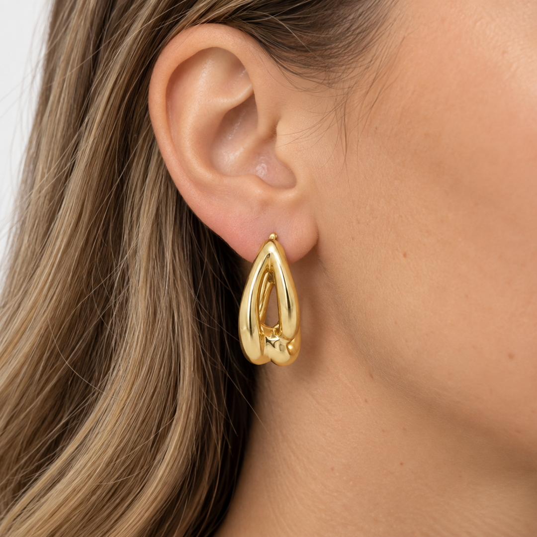 14K Yellow Gold Sculptural Hoop Earrings