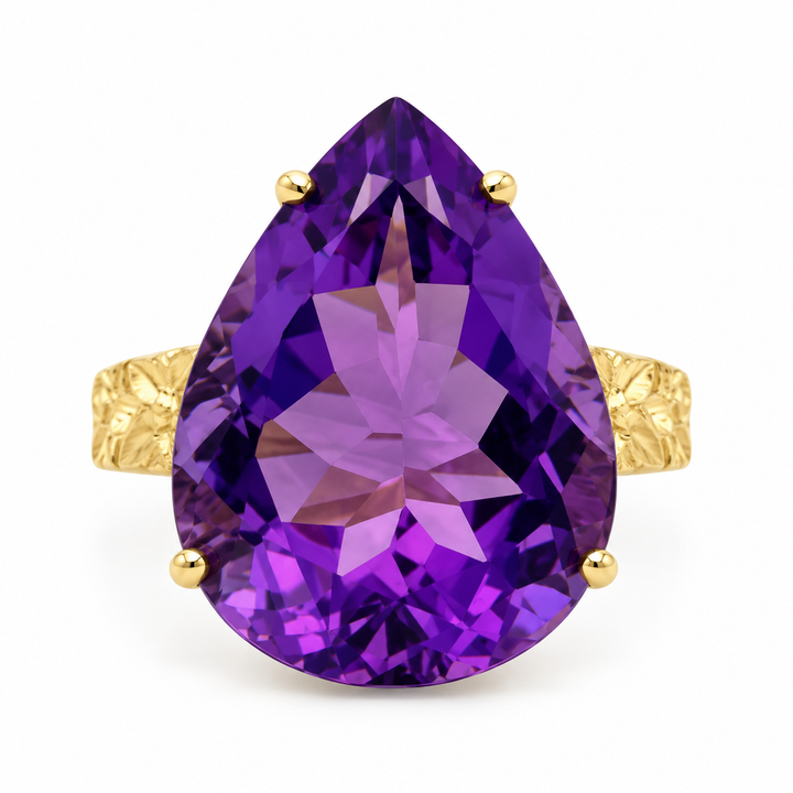 Amethyst 14K Yellow Gold Pear-Shaped Statement Ring